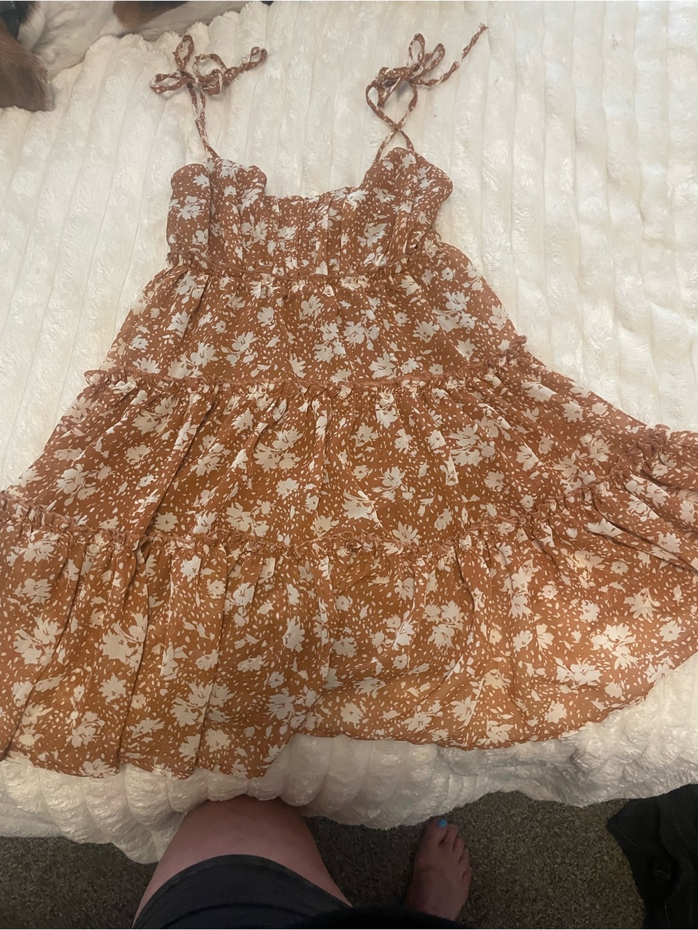 Altar'd State Bohemian Floral Tiered Mini Dress/ Small